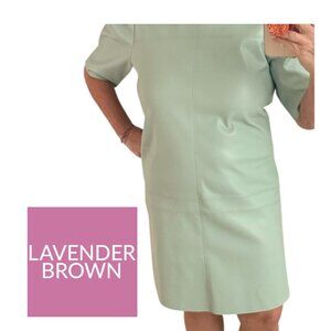 Lavender Brown Light Green Vegan Leather Mini Dress size Large